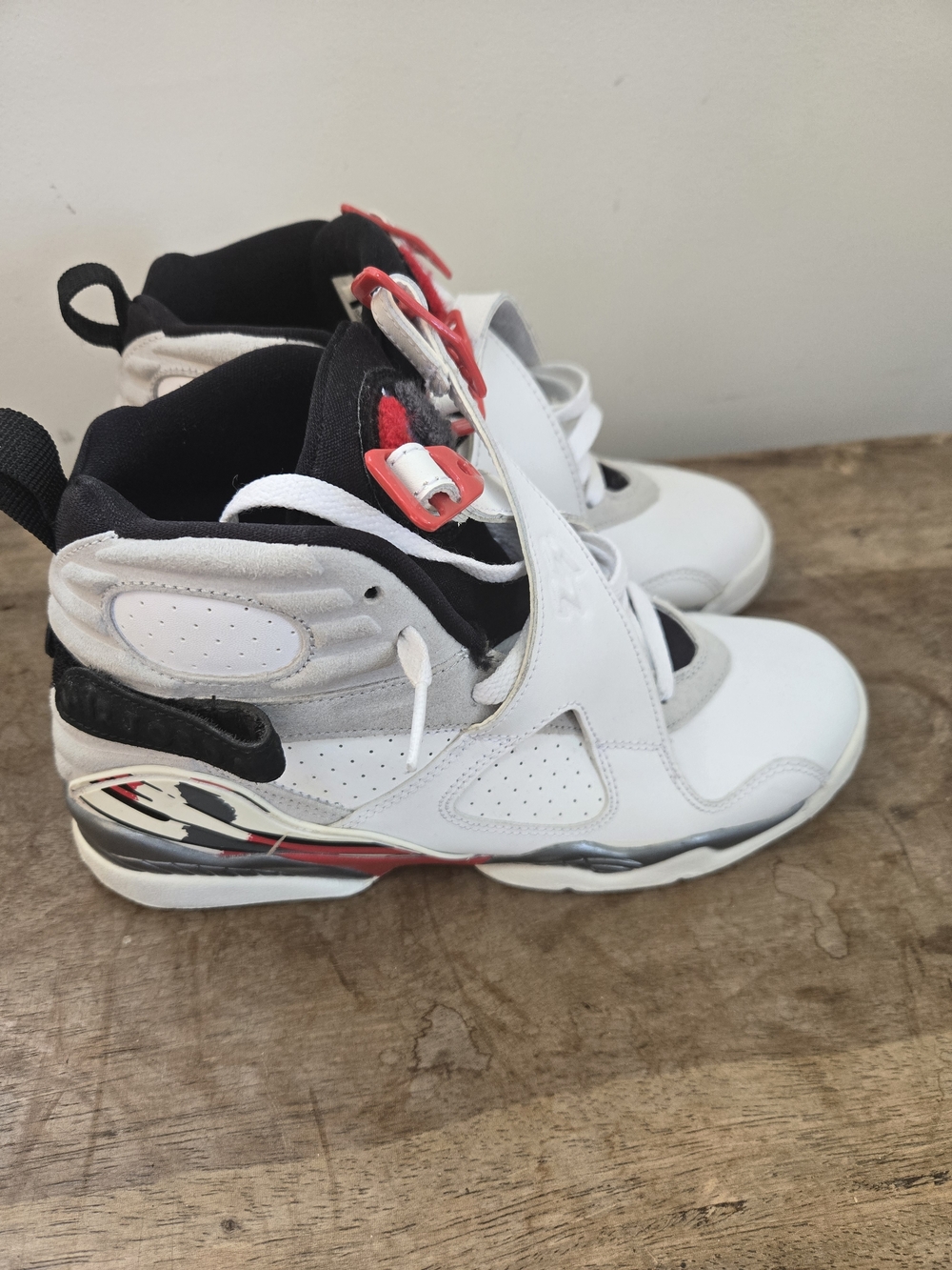 Air Jordan 8 Kids White Black & Red High-Top Sneakers